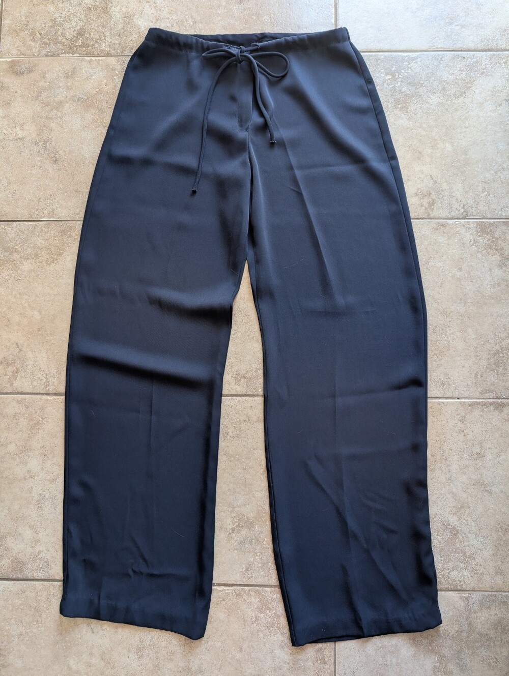 Dark Blue Rio Pants, Wide Leg, Tie Waist.
